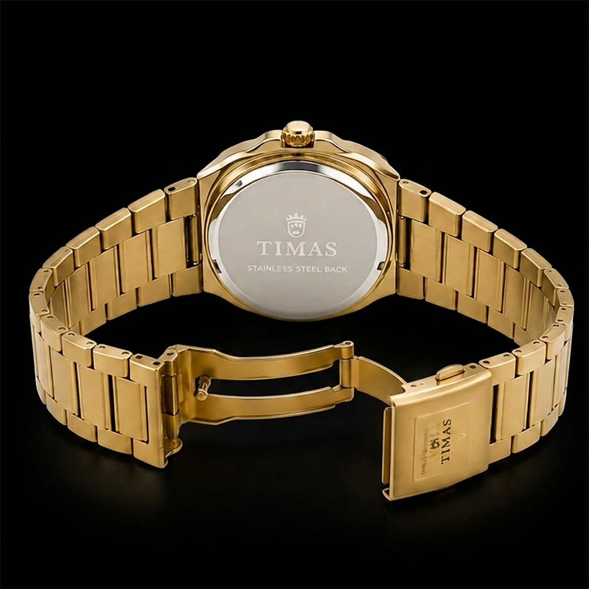 TIMAS Luxury Square Dial Quartz Wrist Watch for Men (Gold)