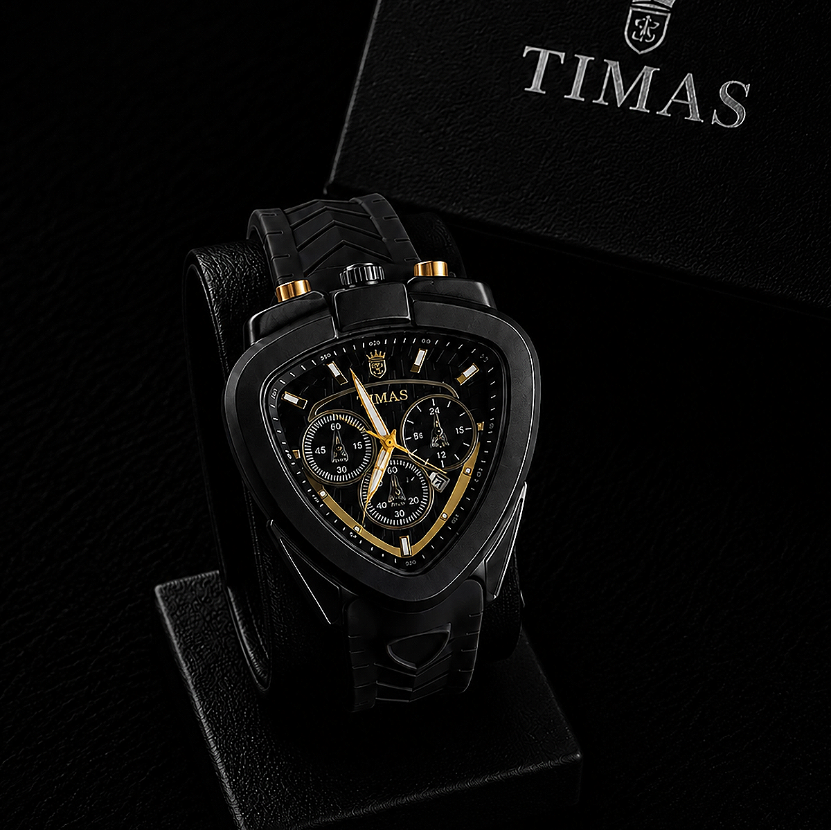 TIMAS Men's Triangular Chronograph Black