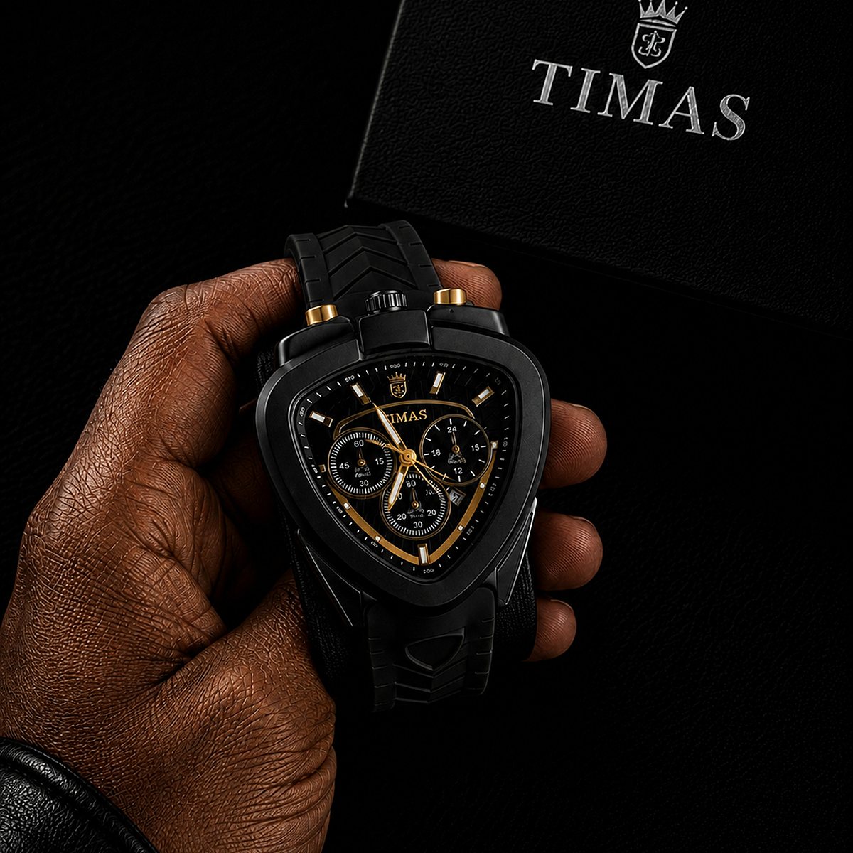 TIMAS Men's Triangular Chronograph Black